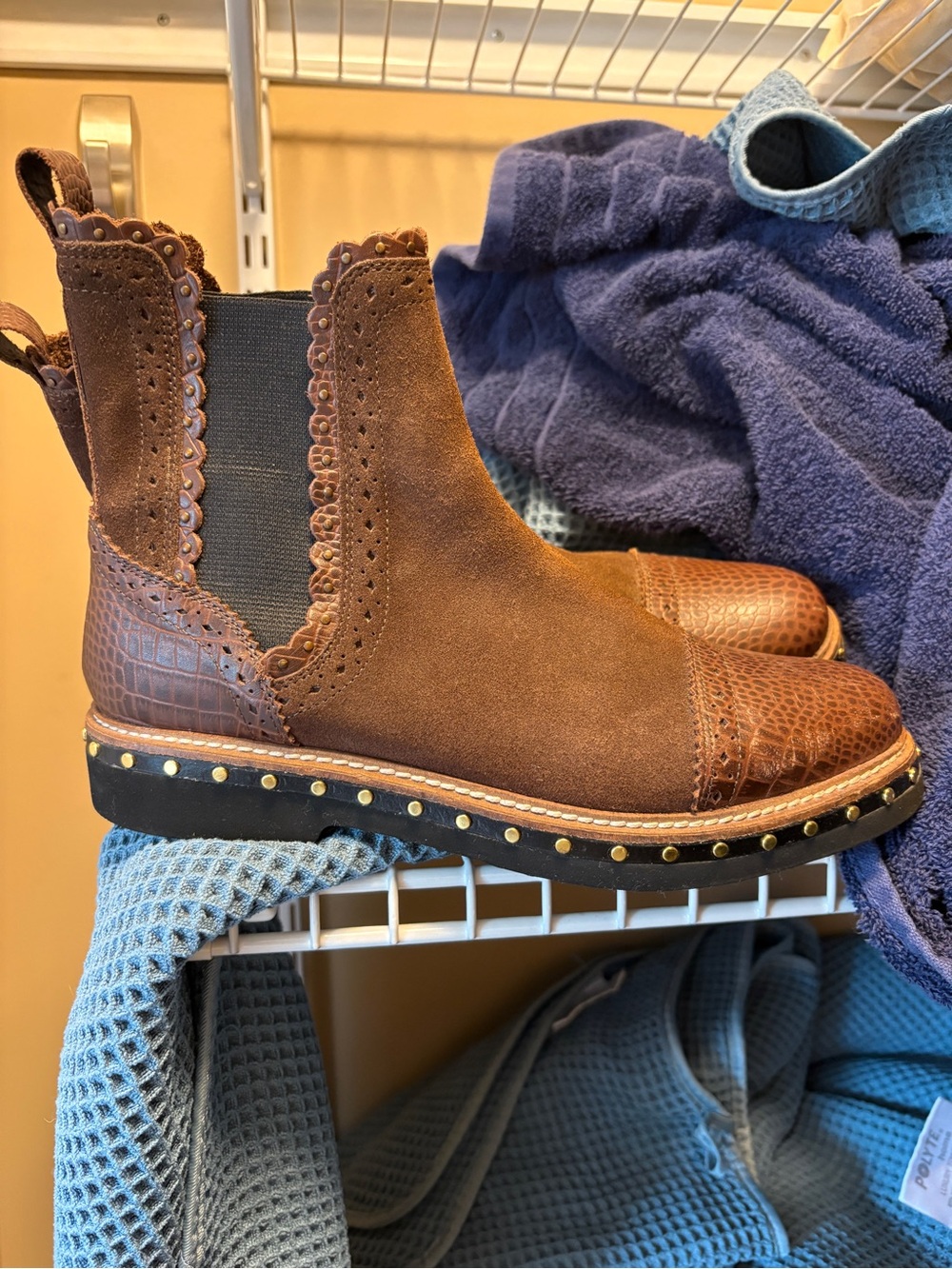 Free People Suede and Leather Chelsea Boots with Studded Sole